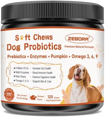 Probiotics for Dogs, Dog Probiotics for Digestive Health, Plus Pumpkin and Fish Oil, for Gut & Itchy, 120 Soft Chews