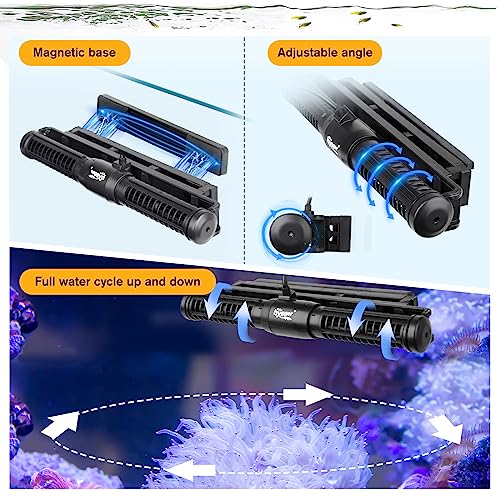 hygger 2380 GPH 25W Aquarium Wave Maker, Adjustable Cross Flow Pump with LED Display Controller, Magnetic DC 24V Aquarium Powerhead for Freshwater and Marine Reef Aquariums Up to 265 Gallon