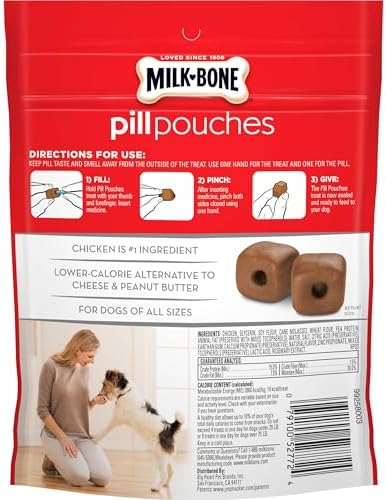 Milk-Bone Pill Pouches with Real Chicken Dog Treats, 6 Ounce Bag (Pack of 5)