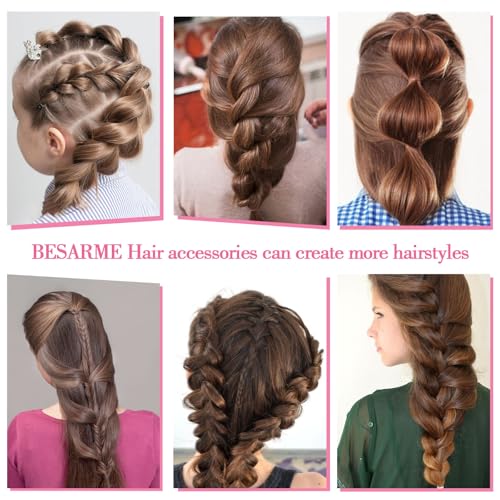 BESARME 28 Colors Rubber Bands for Hair with 7 Hair Styling Tools, 2100 Pcs Colorful Elastic Hair Ties Ponytail Holders Hair Accessories for Girls Baby Toddler Christmas Gifts