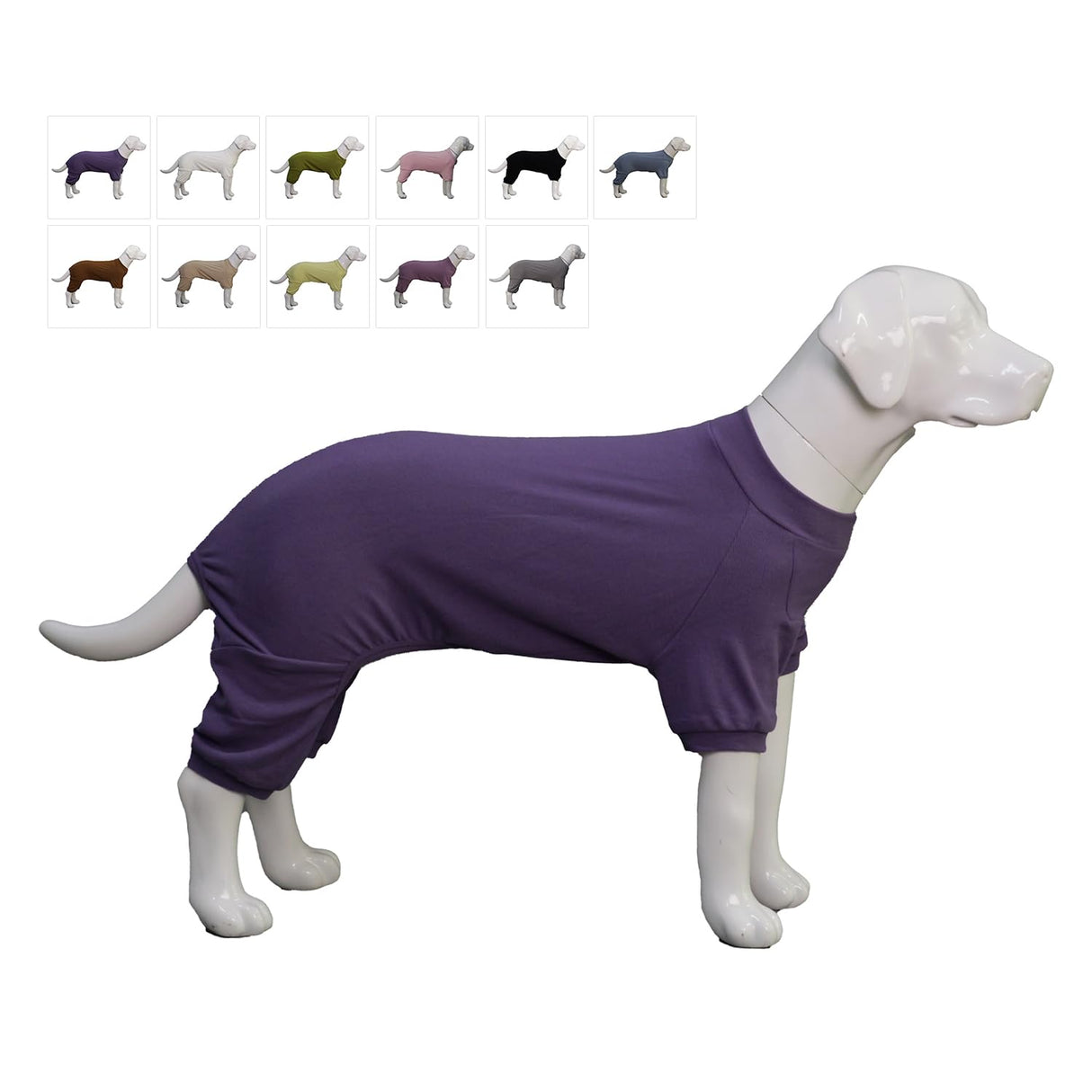 Lovelonglong Ribbed Dog Pajamas Cotton Knitted Dog Jumpsuits 4 Legged All Season Warm Pet Bodysuits for Large Medium Small Dogs Purple 3XL