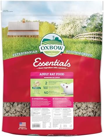 Oxbow Essentials Adult Rat Food - All Natural Adult Rat Food - Veterinarian Recommended- Made in the USA- Rich in Natural Vitamins & Minerals- No Artificial Ingredients- 20 lb.