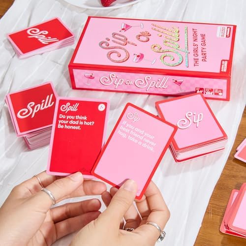 WHAT DO YOU MEME? Sip or Spill — The Girl's Night Party Game, Perfect for Galentines Day Games, or Valentines Friendship Gifts for Women, and Bachelorette Party Favors by Relatable