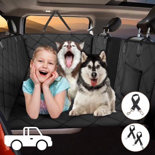 Back Seat Extender for Dogs Truck-Large Space, Dog Seat Cover Back Seat Hard Bottom Holds 400lbs, Sturdy Pet Seat Covers, Waterproof Backseat Dog Hammock for Trucks