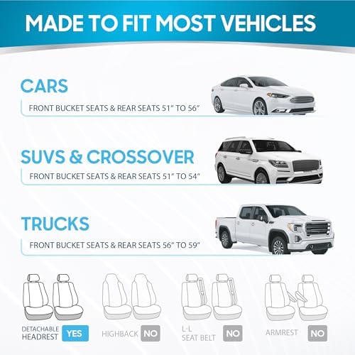 BDK PolyPro Car Seat Covers Full Set in Solid Beige, Front and Rear Split Bench Seat Covers for Cars, Easy to Install Car Seat Cover Set, Car Accessories for Auto Trucks Van SUV - Solid Beige