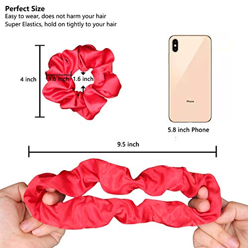 BeeVines Hair Scrunchies, Satin Silk Scrunchies, Silky Curly Hair Accessories for Women, Hair Ties Ropes for Teens, Girl’s Birthday Thanksgiving Christmas Gift, 60 Pack