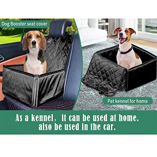 Flow.Month Pet Front Seat Cover Pet Booster Seat,Deluxe 2 in 1 Dog Seat Cover for Cars Waterproof Dog Front Seat Cover Pet Bucket Seat Cover with Safety Belt(Black)