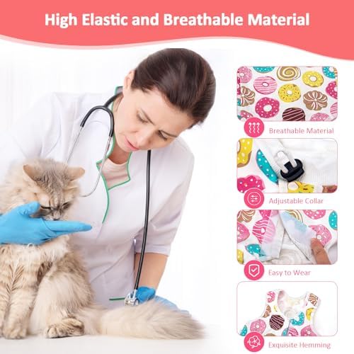 2 PCS Cat Recovery Suit for Spay Abdominal Wounds Cat Onesie for Cats After Surgery Recovery Suit Female Breathable E-Collar Alternative Kitten Onesie Anti Licking (Medium)