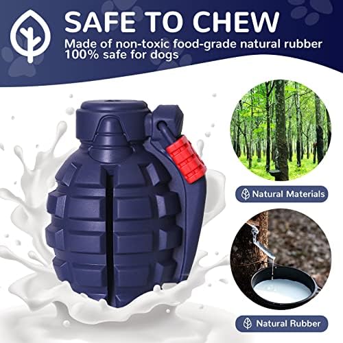 Dog Toys for Aggressive Chewers Large Breed, for German Shepherd, Indestructible Interactive Treat Dog Toys for Large Medium Breeds, Food Grade & Tough Rubber, Fun to Chew, Chase and Fetch (Blue)