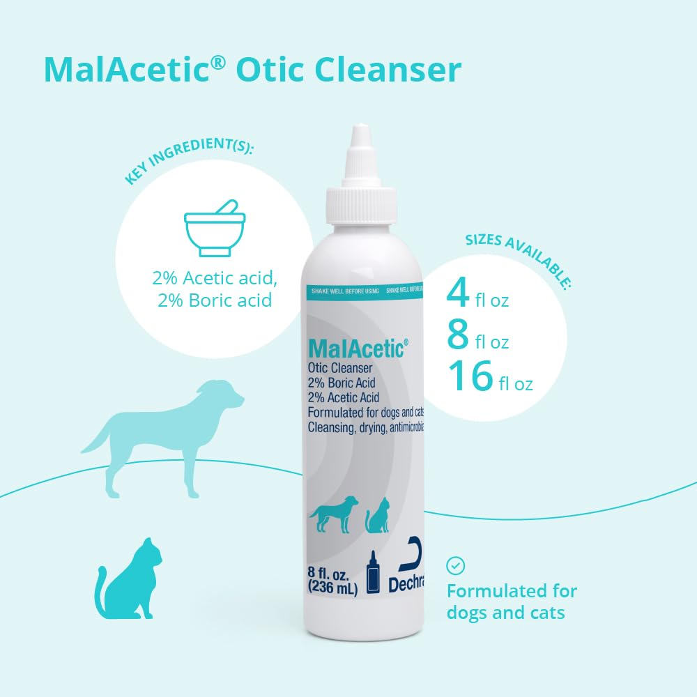Malacetic Otic Cleanser for Dogs and Cats, 8 fl oz