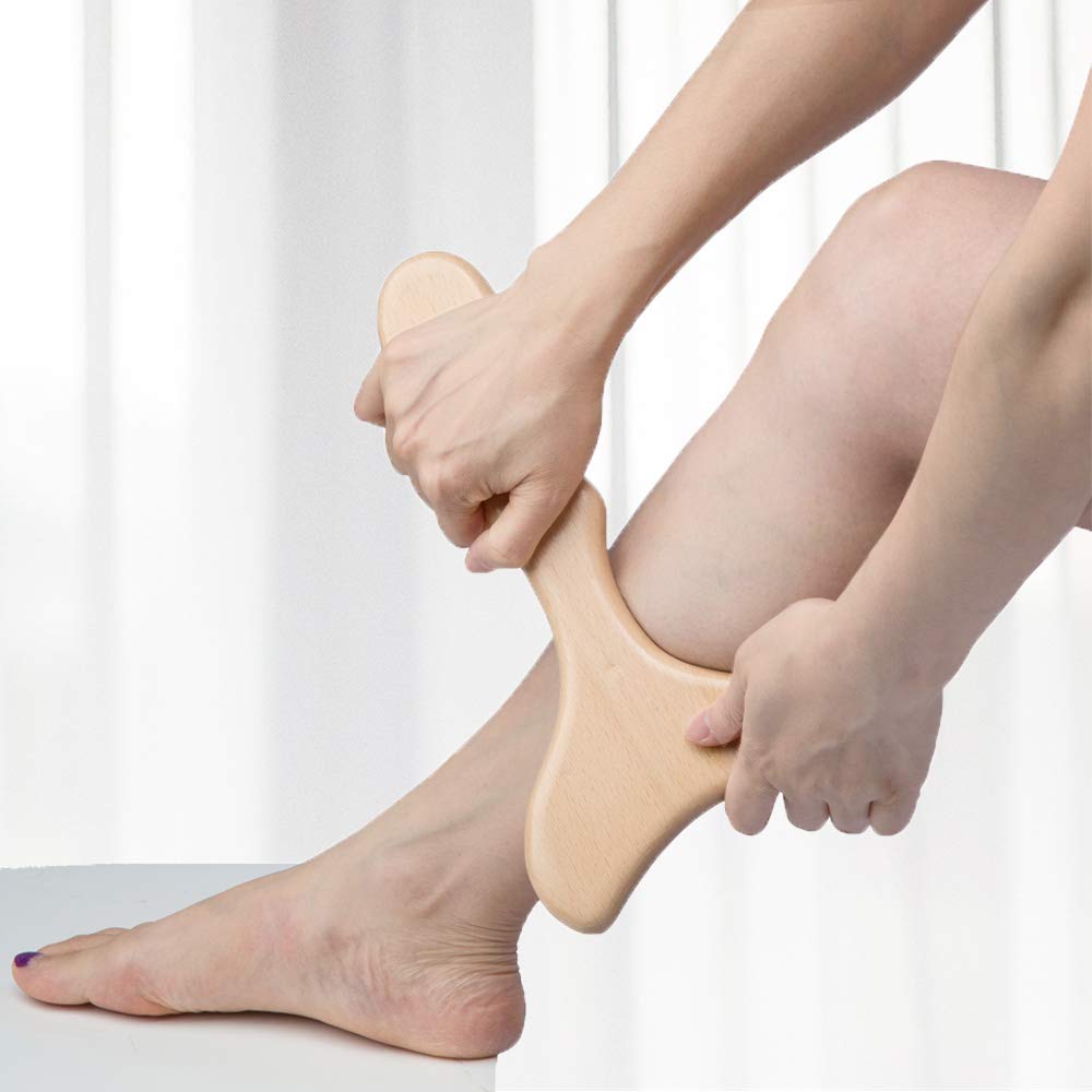 Allshow Wooden Gua Sha Tools Professional Lymphatic Drainage Tool Wood Therapy Massage Tools for Maderoterapia (Burlywood)