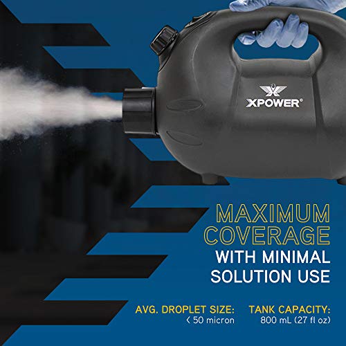 XPOWER F-8 ULV Cold Fogger, Mist Blower, and Sprayer for Cleaning, Disinfecting, Pest Control and Odor Elimination, 20+ Ft. Spray Distance, 0.8 L Tank Capacity