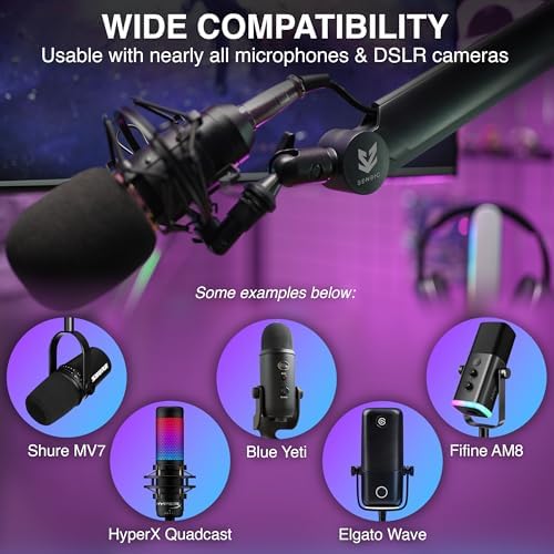 SA-30 Microphone Boom Arm, 360Β° Rotatable Mic Stand with 6 inch riser, Microphone Holder with 1/4", 3/8" and 5/8" Adapters, Professional Microphone Arm with Accessories, Mic Boom Arm Black