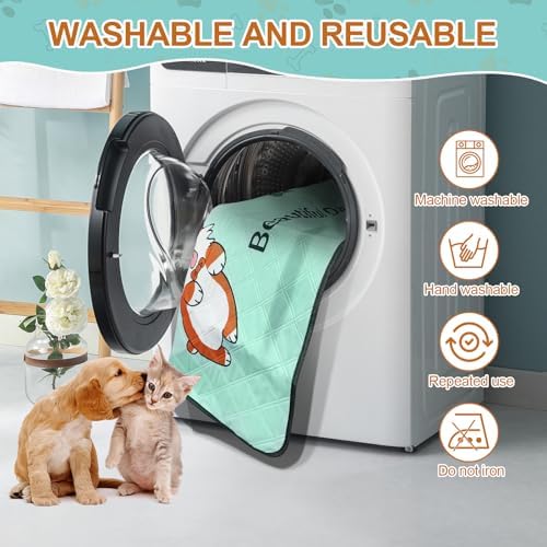Washable Pee Pads for Dogs 47x32in 2-Pack Thick Reusable Puppy Pads Extra-Absorbent Prevent Leakage Non-Slip for Puppy Playpen, Crate, Whelping Box, Potty Training Reusable,Blue