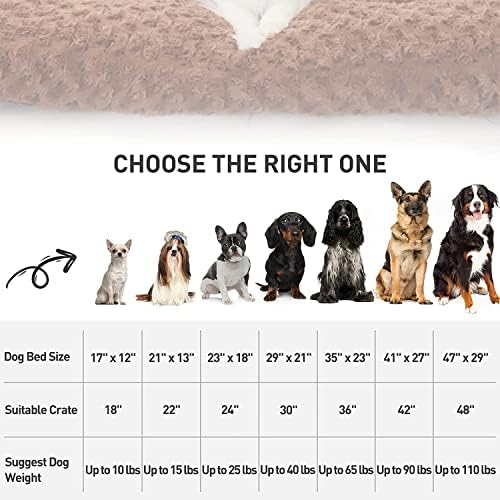 KSIIA Washable Dog Bed Deluxe Plush Dog Crate Beds Comfy Kennel Pad Anti-Slip Pet Sleeping Mat for Large, Jumbo, Medium, Small Dogs Breeds, 41" x 27", Brown