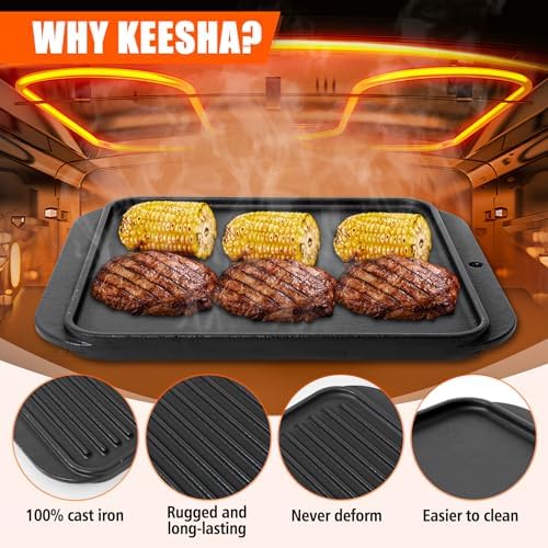 KEESHA Toaster Oven Tray for Cuisinart Air Fryer Tray Replacement, Premium Cast Iron Air Fryer Pans for Cuisinart TOA-060 and TOA-065