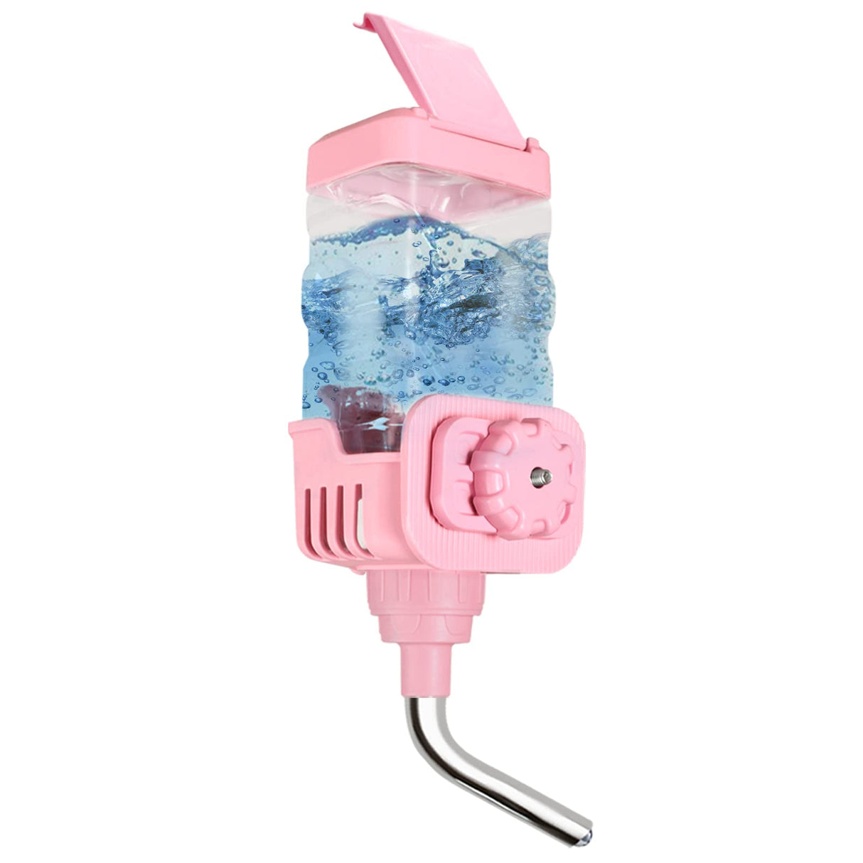Vannon Small Animal Water Dispenser for Cage, 30oz Auto Feeding Crate Water Bottle for Rabbit, Chinchilla, Ferret, Guinea Pig, Squirrel, Hedgehog, Pet Nozzle Diameter: 10mm, BPA Free, Pink