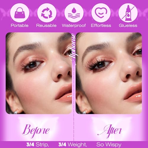 Half Lashes Magnetic Eyelashes With Applicator Cat Eye Magnetic Lashes with Clamp Wispy False Eyelashes Natural Look No Glue Needed pestañas postizas magneticas by ALPHONSE