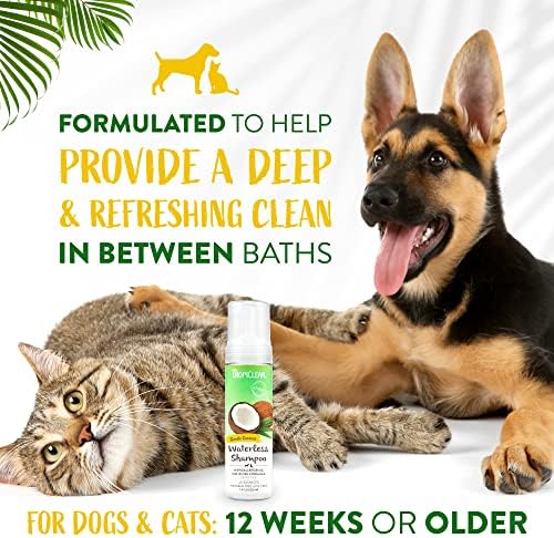 TropiClean Hypoallergenic Waterless Dog Shampoo | Dry Shampoo for Allergies & Sensitive Skin | Safe for Cats | Puppies & Kittens | No Rinse | 7.4oz