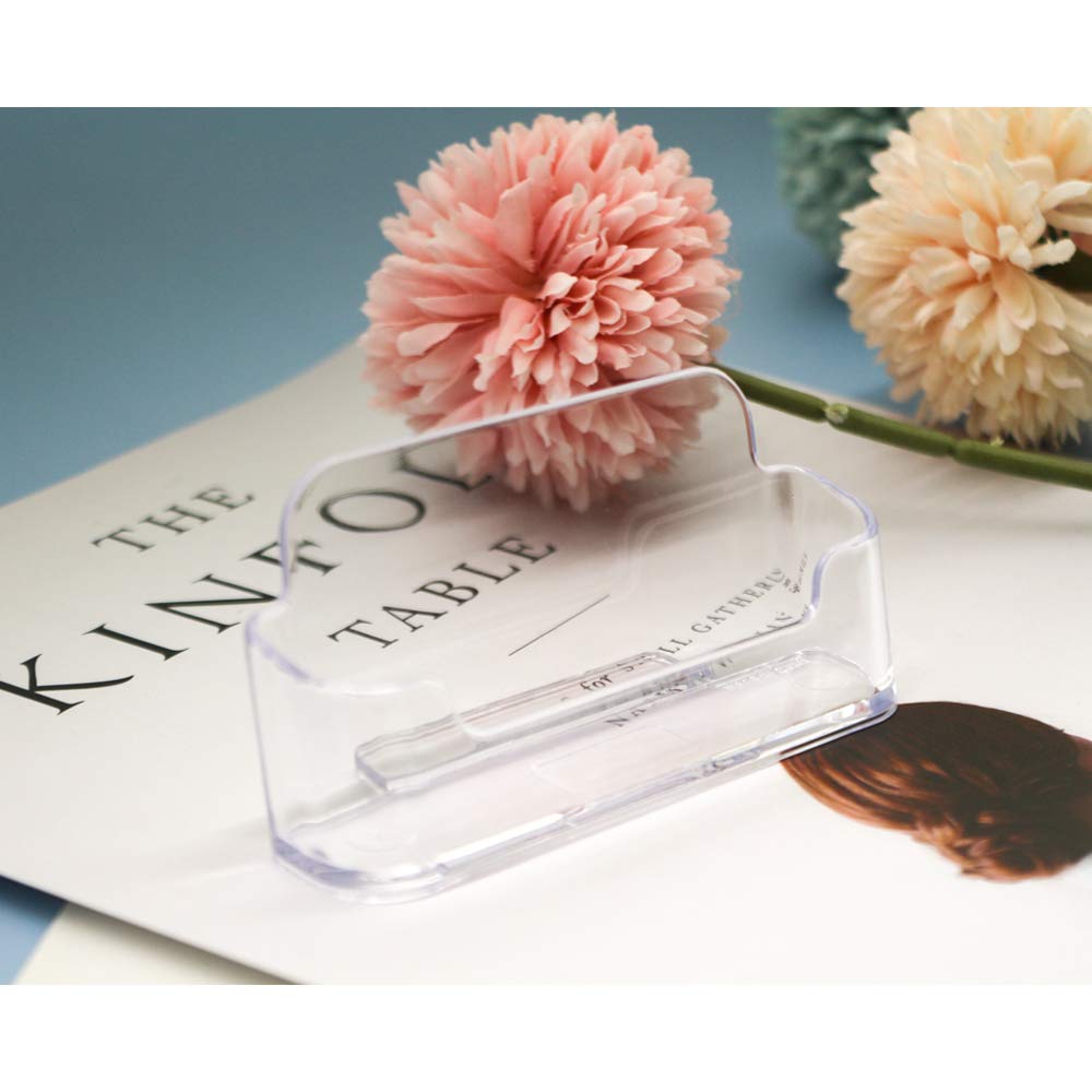 Qizpcer 8 Pack Plastic Business Card Holder - Clear Business Card Case for Desk - Office Acrylic Business Card Stand Display