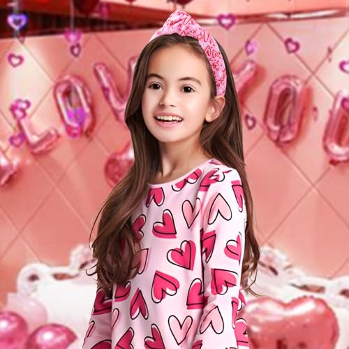 Knotted Headband, 2pcs Top Knot Headbands for Women, Hair Band for Girls, Valentines Day Heart Headband, Pink, Hair Accessories, Wide Headbands, One Size Fits Most