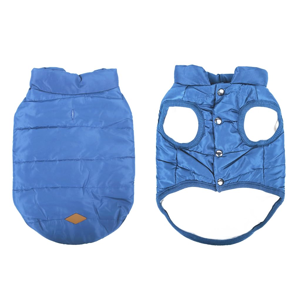 TQFlow Warm Dog Coat, Windproof Dog Jacket Fleece Pet Winter Coats Solid Color Dogs Clothes Cold Weather Pet Jacket Vest Soft Puppy Apparel for Small Medium Dogs Cat (XL, Blue)