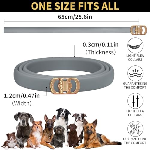 4 Pack Flea Collar for Dogs, 32 Months Flea and Tick Prevention for Dogs, Waterproof Dog Flea Collar, Dog Flea and Tick Treatment, Adjustable Flea and Tick Collar for Dogs Puppy-Black&Gray