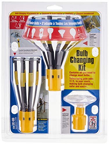 Bayco LBC-600C Deluxe Light Bulb Changer Kit, White, Incandescent, 16W, 3 Piece Set, Yellow