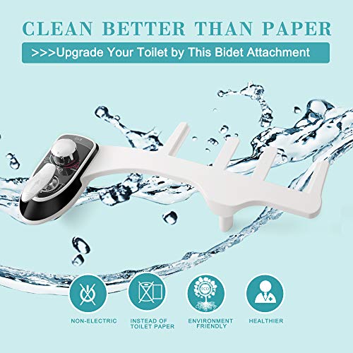 RENOOK Fresh Water Bidet Attachment for Toilet - Self Cleaning Dual Nozzle Sprays Hot & Cold Water β Non Electric Bidet Toilet Seat Attachment - Toilet Washer Bidet Seat for Female & Male Hygiene.