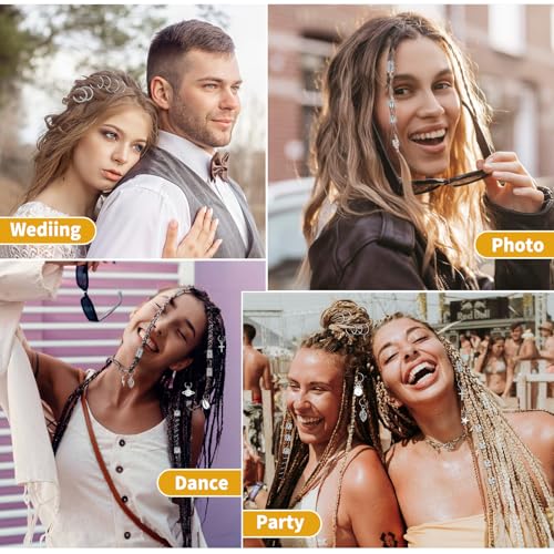 Lucomb 259 Pcs Hair Jewelry and Accessories - Silver Loc Jewelry, Hair Cuffs, Clips, Charms, Rings for Women's Braids, Dreadlocks, and Hair Decoration