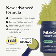 Load image into Gallery viewer, PetLab Co. ProBright Advanced Dental Powder - Dog Breath Freshener - Teeth Cleaning Made Easy – Targets Tartar & Bad Breath - Packaging May Vary - Formulated for Medium Size Dogs