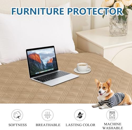 hyha Waterproof Dog Blanket, Reversible Pet Bed Blanket, Soft Sofa Couch Cover for Dogs Washable, Waterproof Pet Couch Covers for Sofa Puppy Cats Furniture Protector(82"x82", Camel/Beige)