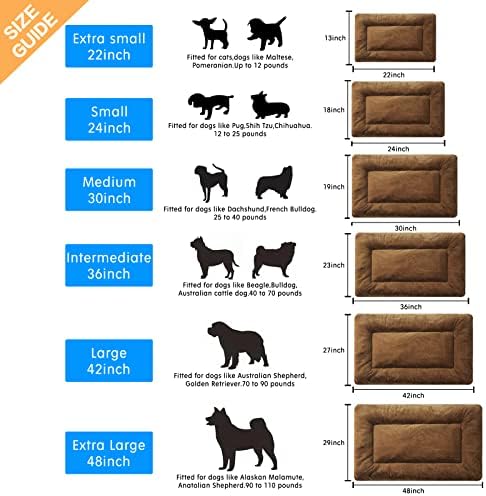Dog Beds Crate Pad for Large Dogs Fit Metal Dog Crates,Ultra Soft Dog Crate Bed Washable & Anti-Slip Kennel Pad for Dogs Cozy Sleeping Mat,Brown 42inch