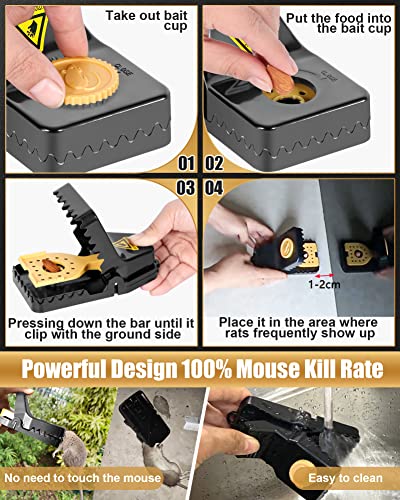 6 Pack Mouse Traps, Large Rat Trap for Home, Instant Kill Trap for Indoor, Reusable Sanitary Safe Mice Traps, Quick Effective Mouse Catcher for Family and Pet