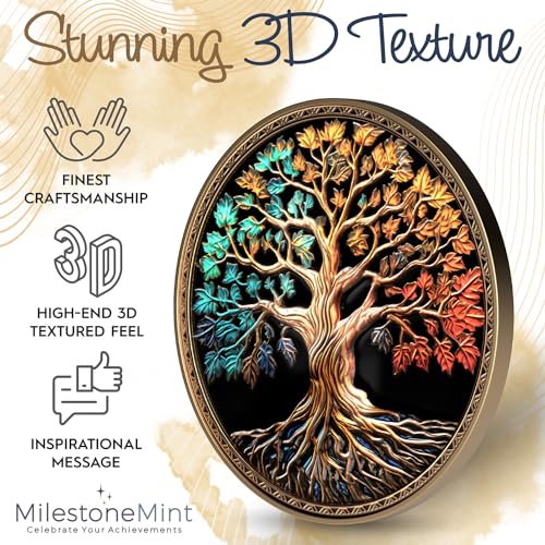 MilestoneMint Affirmation Sobriety Coin Gift Set | Tree of Life AA Chip Medallion with Coin Capsule, Display Stand & Card | Sobriety Gifts for Anniversary Month & Year for Men & Women in Recovery