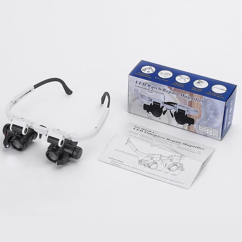 Microscope Accessories Kit 2LED Head-Mounted Illuminating Microscope Headband LED Lamp Light Microscope Slides