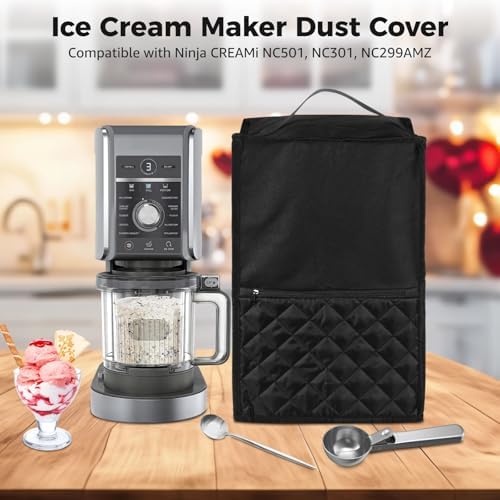 Ice Cream Maker Dust Cover, Compatible with Ninja CREAMi NC501, NC301, NC299AMZ, Ice Cream Maker Dust Cover with Accessories Pockets