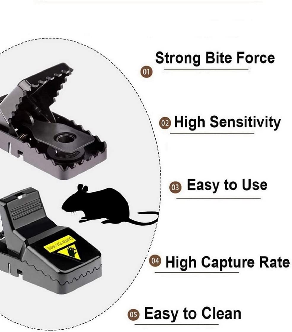 Mouse Trap, Small Mice Trap Indoor Quick Effective Sanitary Safe Mouse Catcher for Family and Pet - 12 Pack Black, M01-12Pack