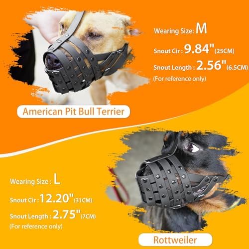 Mayerzon Pitbull Muzzle for Large Medium Sized Dogs to Prevent Biting Scavenging, Basket Muzzle for Rottweiler Staffordshire Terrier in Grooming Training, Allow to Pant Drink, Lightweight and Sturdy