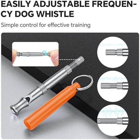 Dog Whistle, Dog Training Whistle with Lanyard, 2 Pcs Adjustable Ultrasonic Silent Dog Recall Whistles, Professional Dog Whistle to Stop Barking Neighbors Dog (Orange & Orange)