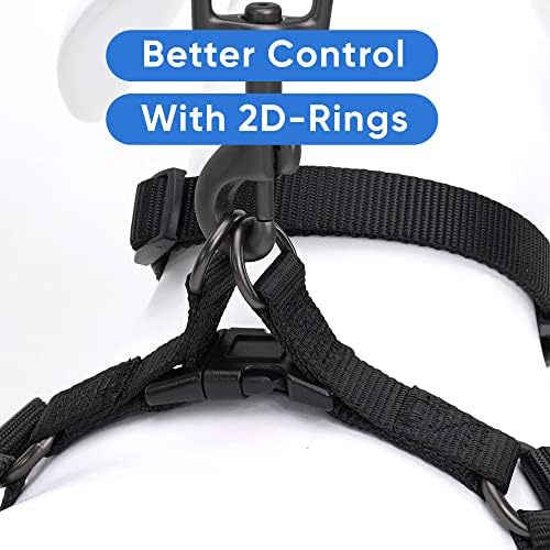 Pawtitas Personalized Dog Harness with Embroider Name Phone Number Adjustable Puppy Harness Customized Dog Harness for Large Dogs Large L Breeds and Puppy Black Dog Harness