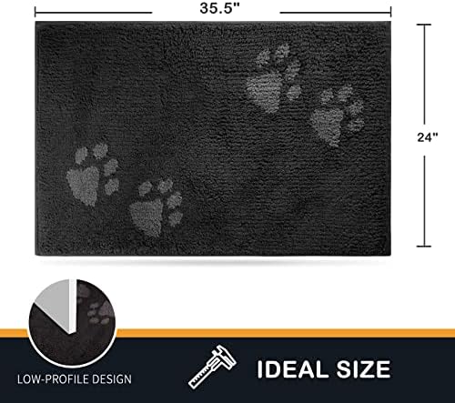 PURRUGS Dirt Trapper Door Mat 24" x 35.5", Non-Skid/Slip Machine Washable Microfiber Entrance Rug, Shoes Scraper, Dog Doormat, Super Absorbent Floor Mat for Muddy Wet Shoes and Paws, Charcoal