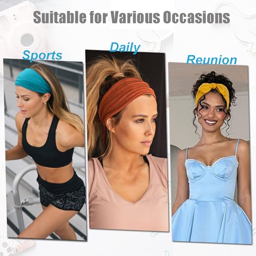 6 Pieces Adjustable Headbands for Women Elastic Knotted Boho Headbands For Women Fashion Wide Headband Hair Scarf Headband Yoga Workout Head Bands Hair Accessories Band