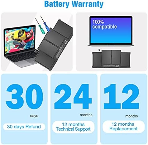 A1466 Replacement Battery for MacBook Air 13 inch 2017, Early 2015 Early 2014, Mid 2013 Mid 2012 Mid 2011, Late 2010 7200mAh 7.6V Fits A1369 A1405 A1496 A1377