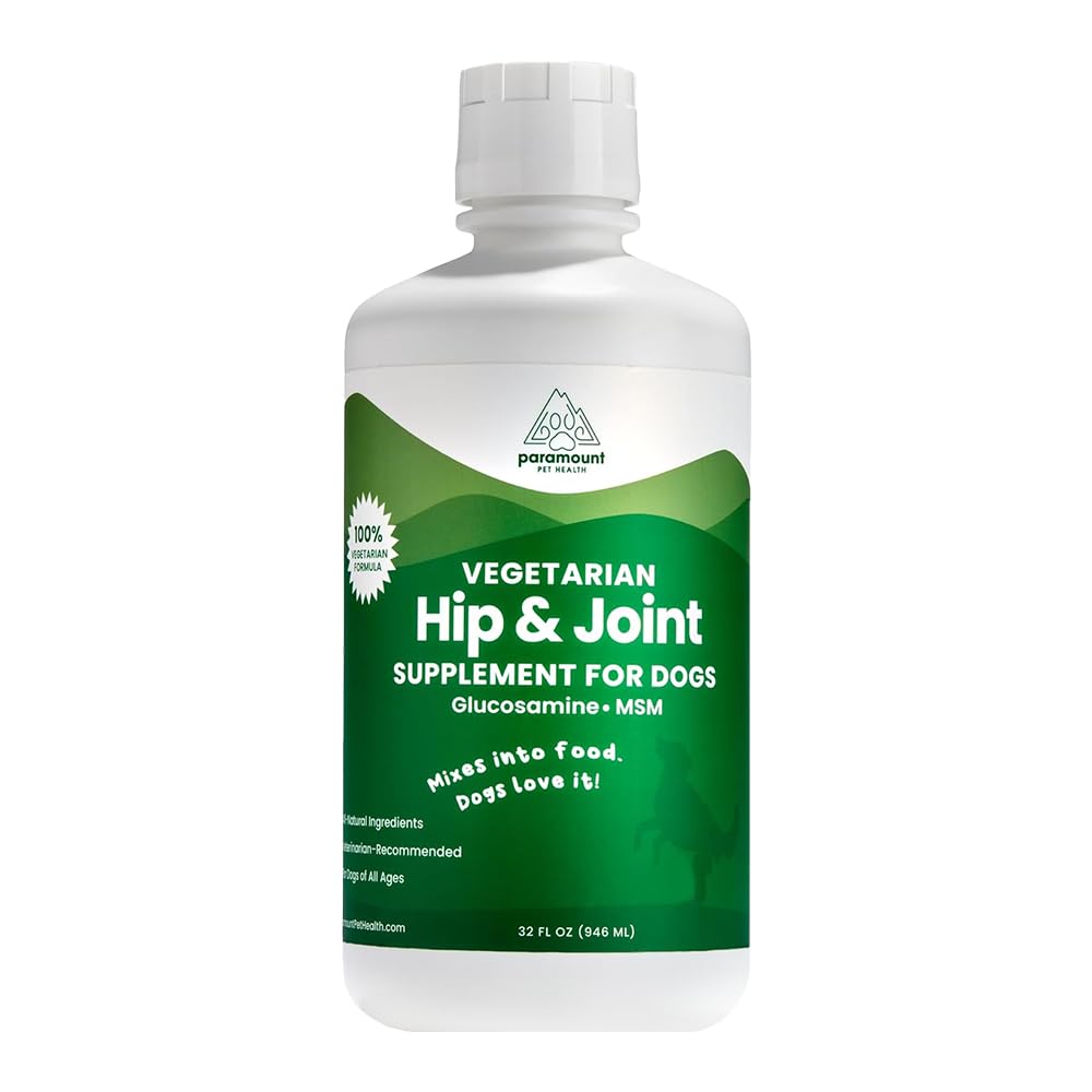 Plant-Based Liquid Glucosamine for Dogs, 1600mg Joint Support with Chondroitin, MSM & Omega 3-6-9, Shellfish-Free Dog Arthritis Supplement for Mobility & Flexibility, Made in USA, 32 oz