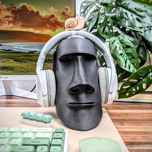 Moai Headphone Stand - Universal Headset Holder - Desk Accessory - Stands and Mounts for Desktop - Gaming Setup - Gamer Accessories (Galaxy Black)