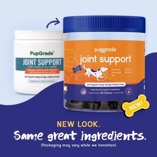 PupGrade Joint Support Supplement for Dogs - Natural Glucosamine Chondroitin with MSM - Hip & Joint Pain Relief - Recommended for Hip Dysplasia, Arthritis & Joint Disease - USA Tested - 360 Chews