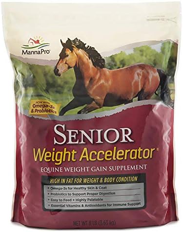 Manna Pro Weight Accelerator for Senior Horses | Made with Omega 3 Fatty Acids from Flaxseed | 8 Pounds