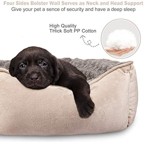 JOEJOY Rectangle Dog Bed for Large Medium Small Dogs Machine Washable Sleeping Dog Sofa Bed Non-Slip Bottom Breathable Soft Puppy Bed Durable Orthopedic Calming Pet Cuddler, Multiple Size, Beige