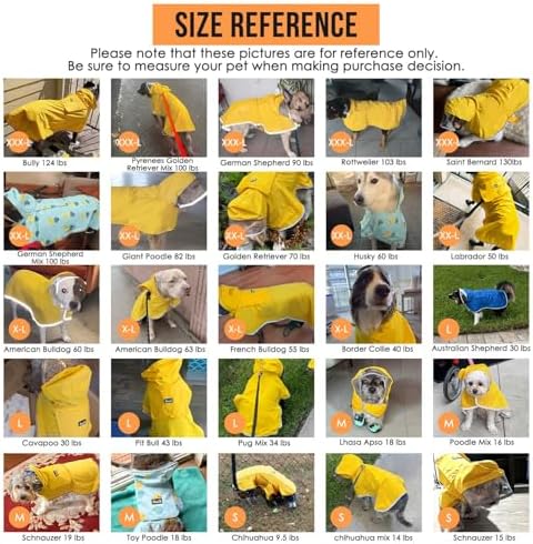 Lukovee Dog Raincoat, Adjustable Dog Rain Jacket with Clear Hooded Double Layer for Large Medium Small Dogs Puppies, Waterproof Dog Rain Coat Poncho with Reflective Storage Pocket & Rim (Yellow, M)